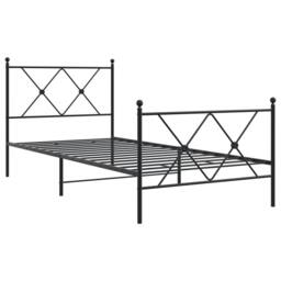 Berkfield Home Metal Bed Frame without Mattress with Footboard Black 90x190cm - Size: 90x190 cm - thumbnail 1