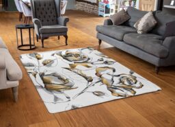 Benjamin Tate Design Golden Roses Designer Rug in Natural - Size: Large - thumbnail 2