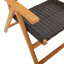 Berkfield Home Reclining Garden Chairs 8 pcs Black Poly Rattan & Solid Wood - thumbnail 8