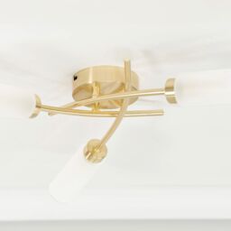 ValueLights Maya 3 Way Curved Cross Over Flush Ceiling Light with LED Bulb in Gold - thumbnail 3