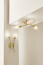 ValueLights Maya 3 Way Curved Cross Over Flush Ceiling Light with LED Bulb in Gold - thumbnail 6