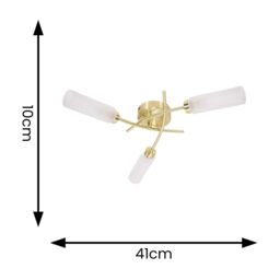 ValueLights Maya 3 Way Curved Cross Over Flush Ceiling Light with LED Bulb in Gold - thumbnail 5