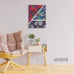 "Artery8 Geometric Floral Motifs Benedictus Vintage Canvas Wall Art - Size: W18"" x H24""" - thumbnail 3