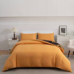 Pamposh Ultra Soft Duvet Cover Set Reversible with Zipper Closure in Black - Size: Super King - thumbnail 2