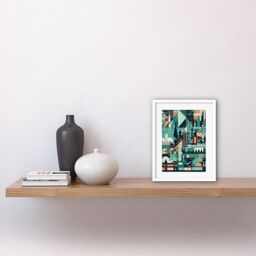 "Artery8 Wall Art Print Modern Abstract Geometric Dundee Cityscape Design Artwork Framed 9X7 Inch in White - Size: W7"" x H9""" - thumbnail 2