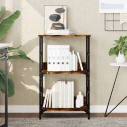 Berkfield Home Decorative Bookshelf Smoked Oak 50x33x82 cm Engineered Wood in Brown - Size: 50 x 33 x 82 cm - thumbnail 2