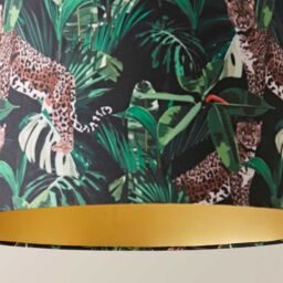 ValueLights Addalyn Green Jungle Print & Gold Inner Easy Fit Lamp Shade & Bulb - thumbnail 5