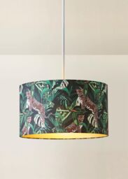 ValueLights Addalyn Green Jungle Print & Gold Inner Easy Fit Lamp Shade & Bulb - thumbnail 2