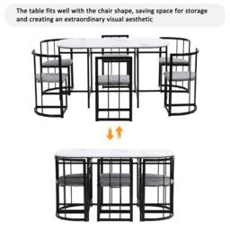 BTM Dining table set with 6 chairs & metal frame for dining room - thumbnail 8