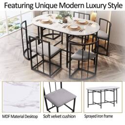 BTM Dining table set with 6 chairs & metal frame for dining room - thumbnail 5