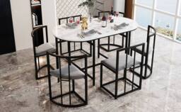BTM Dining table set with 6 chairs & metal frame for dining room - thumbnail 3