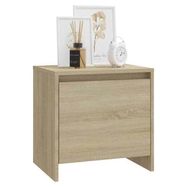 Berkfield Home Elegant Bedside Cabinet Sonoma Oak 45x34x44.5 cm Engineered Wood in Beige - image 1