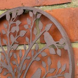 Melody Maison Galvanised Rust Tree Detail Garden Wall Art - 30cm in Brown - thumbnail 6