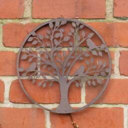 Melody Maison Galvanised Rust Tree Detail Garden Wall Art - 30cm in Brown - thumbnail 3