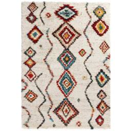 THE RUGS Velour Deep Pile Rug Boho Vintage Design 30mm Plush Texture in Cream - Size: 160 cm x 230 cm - thumbnail 1
