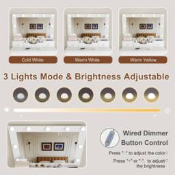 Direct Wicker 9-Bulb Hollywood Makeup Vanity with Large Mirror, Stool Included in White - Size: 1 Pack - thumbnail 4