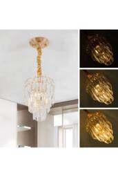 Living and Home Elegant Crystal Pendant Light in Gold - thumbnail 4