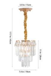 Living and Home Elegant Crystal Pendant Light in Gold - thumbnail 2