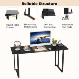VOGREX Black 160x60cm Large Office Writing Study Desk - Size: 160x60 cm - thumbnail 3