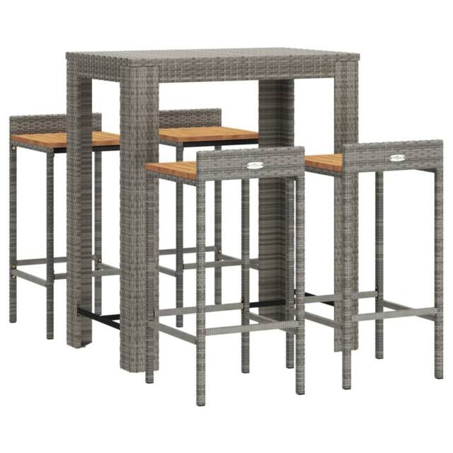 Berkfield Home Beautiful 5 Piece Garden Bar Set Grey Poly Rattan&Solid Wood Acacia - image 1