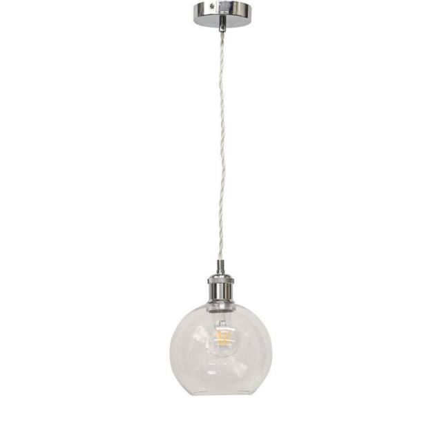 First Choice Lighting Barnum - Clear Glass Globe Chrome Retro Pendant Fitting - image 1