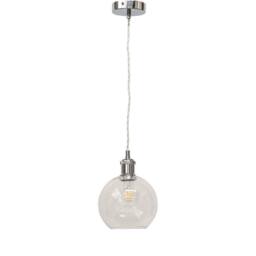 First Choice Lighting Barnum - Clear Glass Globe Chrome Retro Pendant Fitting - thumbnail 1