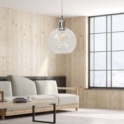 First Choice Lighting Barnum - Clear Glass Globe Chrome Retro Pendant Fitting - thumbnail 4