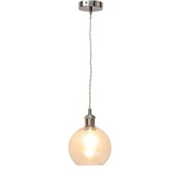 First Choice Lighting Barnum - Clear Glass Globe Chrome Retro Pendant Fitting - thumbnail 2