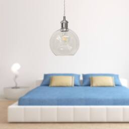 First Choice Lighting Barnum - Clear Glass Globe Chrome Retro Pendant Fitting - thumbnail 3
