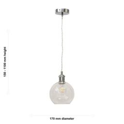 First Choice Lighting Barnum - Clear Glass Globe Chrome Retro Pendant Fitting - thumbnail 5
