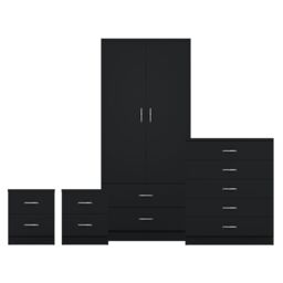 Home Discount Vida Designs Riano 4Pc Bedroom Set 2 Drawer Bedside, 5 Drawer Chest in Black - thumbnail 8