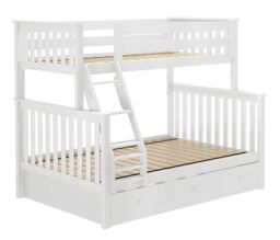 Interior Emporium Ltd Lily Wooden Trio Bunk Bed with 2 Single + 1 Double Mattress - with Extra Trundle - White - thumbnail 5