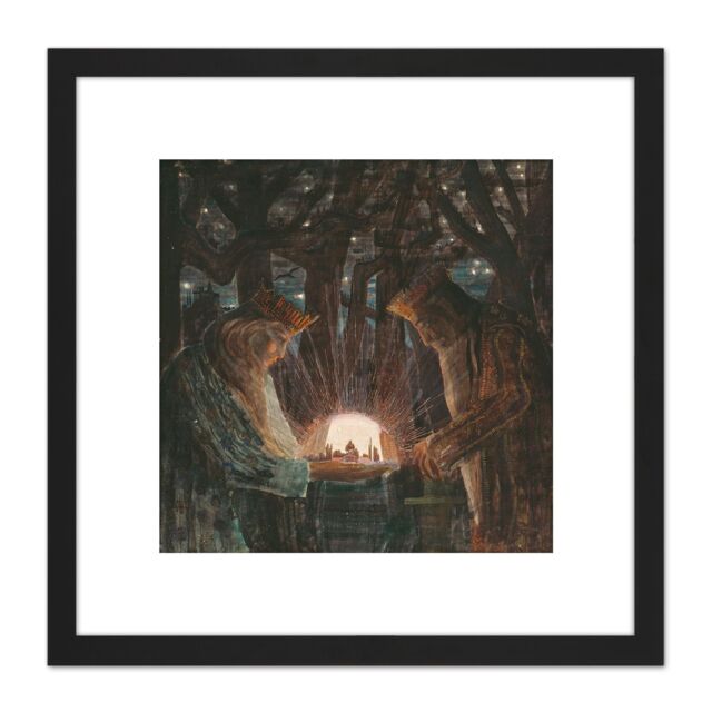 Artery8 Ciurlionis Fairy Tale Of Kings Symbolist Painting 8X8 Inch Square Wooden Framed Wall Art Print Picture with Mount in Black - image 1