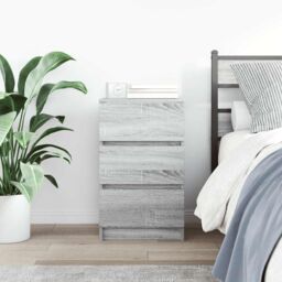 Berkfield Home Bedside Cabinet with 3 Drawers Grey Sonoma 39x35x65 cm - Size: 39 x 35 x 65 cm - thumbnail 3