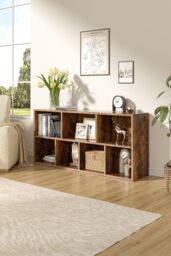 H&O Direct Cube Wooden Bookcase Organizer Storage Shelving Unit in Brown