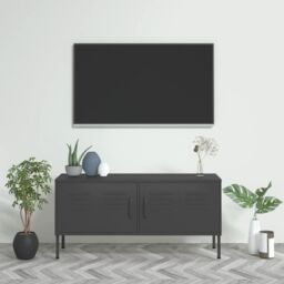 Berkfield Home TV Cabinet Anthracite 105x35x50 cm Steel in Black - Size: 105 x 35 x 50 cm