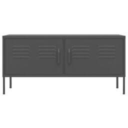 Berkfield Home TV Cabinet Anthracite 105x35x50 cm Steel in Black - Size: 105 x 35 x 50 cm - thumbnail 3