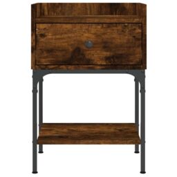 Berkfield Home Bedside Table Smoked Oak 40.5x31x60 cm Engineered Wood in Brown - thumbnail 5