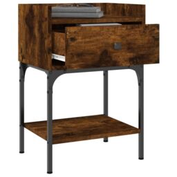 Berkfield Home Bedside Table Smoked Oak 40.5x31x60 cm Engineered Wood in Brown - thumbnail 4