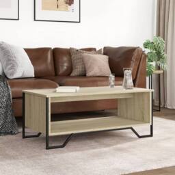 Berkfield Home Coffee Table Sonoma Oak 100x51x40 cm Engineered Wood in Brown - Size: 100 x 51 x 40 cm - thumbnail 3
