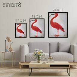 "Artery8 Merian Scarlet Ibis With Egg Nature Framed Canvas Wall Art Print in Pink - Size: W12"" x H16""" - thumbnail 4