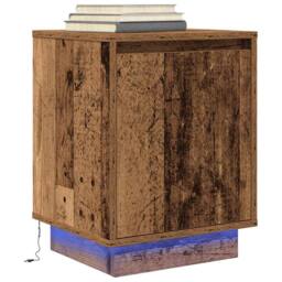 Berkfield Home Bedside Cabinet with LED Lights¬†Old Wood 38x34x50 cm - Size: 38 x 34 x 50 cm - thumbnail 2