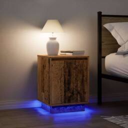 Berkfield Home Bedside Cabinet with LED Lights¬†Old Wood 38x34x50 cm - Size: 38 x 34 x 50 cm - thumbnail 5