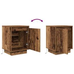 Berkfield Home Bedside Cabinet with LED Lights¬†Old Wood 38x34x50 cm - Size: 38 x 34 x 50 cm - thumbnail 9