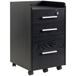 HOMCOM 3 Drawer Mobile Filing Cabinet Lockable Filing Cabinet, Black - thumbnail 2