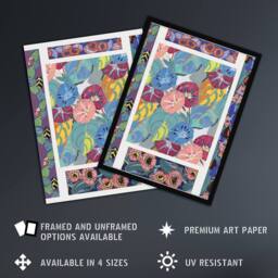 "Artery8 Vibrant Flower Pattern Benedictus Vintage Wall Art Print Poster - Size: W18"" x H24""" - thumbnail 2