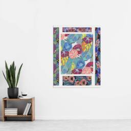"Artery8 Vibrant Flower Pattern Benedictus Vintage Wall Art Print Poster - Size: W18"" x H24""" - thumbnail 4