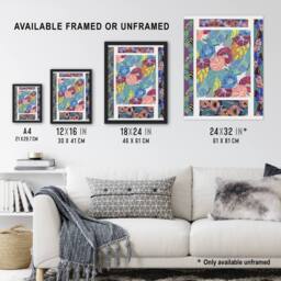 "Artery8 Vibrant Flower Pattern Benedictus Vintage Wall Art Print Poster - Size: W18"" x H24""" - thumbnail 3