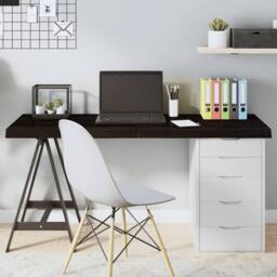 Berkfield Home Table Top Dark Grey 140x50x(2-6) cm Treated Solid Wood Oak - thumbnail 2