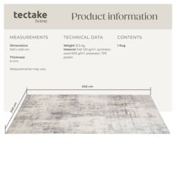 tectake Washable Rug Nadira 240 X 340 Cm - Beige/Grey in Beige - Size: 240 cm x 340 cm - thumbnail 6